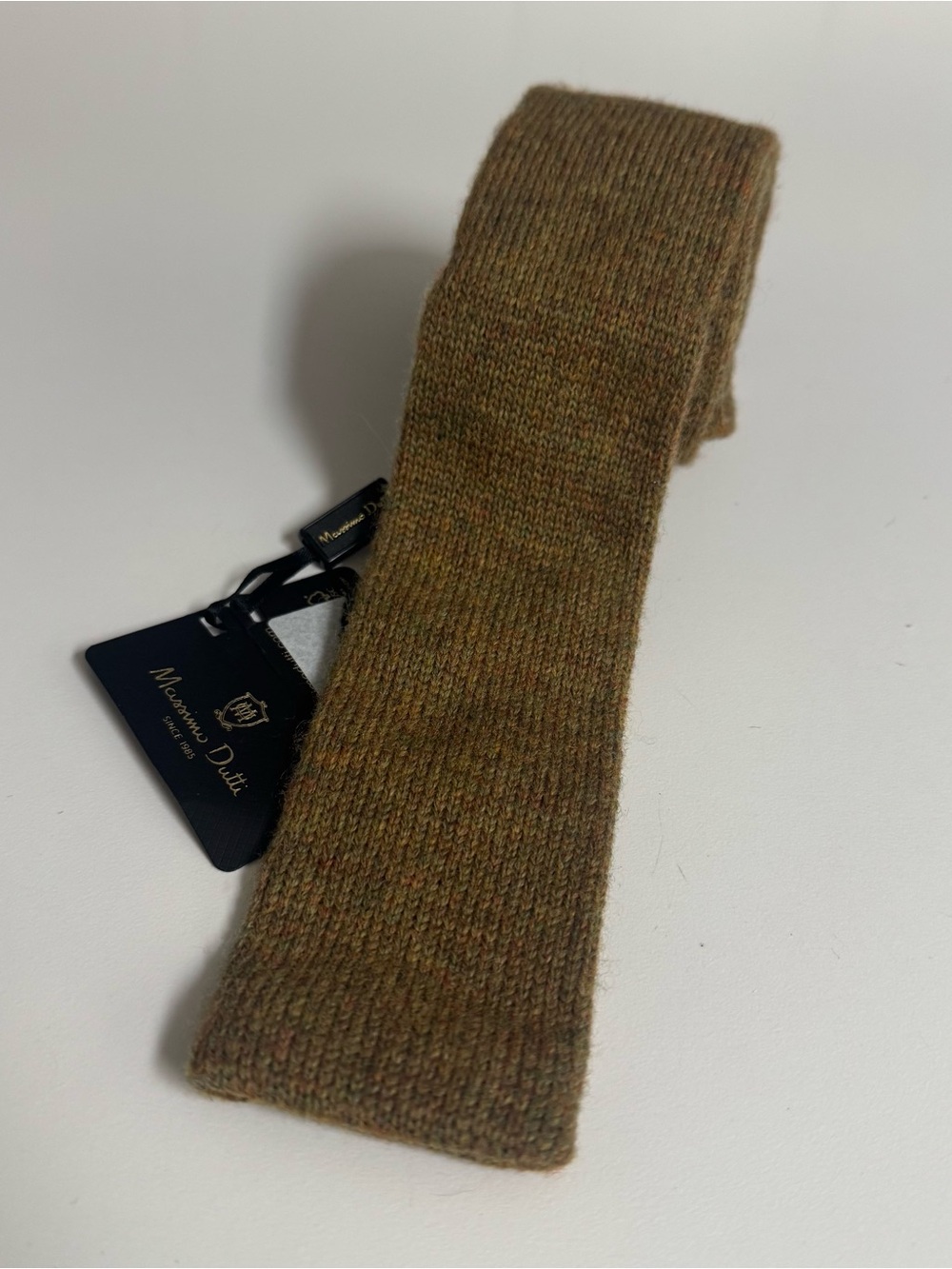 Massimo Dutti Men's Knit Tie in Olive Brown